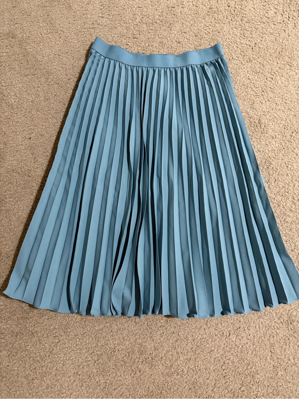 Dusty Blue High Waist Pleated A-Line Swing Skirt